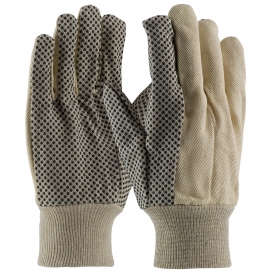 PIP 91-910PD Premium Grade Cotton Canvas Gloves - PVC Dot Grip on Palm, Thumb and Forefinger - 10 oz