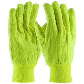 PIP 92-918PCY Hi-Vis Cotton/Polyester Double Palm Gloves with Nap-in Finish - Knitwrist