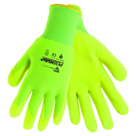 PIP HVY715YNF West Chester PosiGrip Hi-Vis Seamless Knit Nylon Gloves - Nitrile Coated Foam Grip on Palm & Fingers