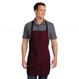 Port Authority A500 Full Length Apron with Pockets - Maroon