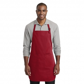 Port Authority A600 Full-Length Two-Pocket Bib Apron - Red