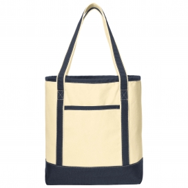 Port Authority BG413 Large Cotton Canvas Boat Tote - Natural/Navy