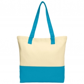 Port Authority BG414 Colorblock Cotton Tote - Natural/Turquoise