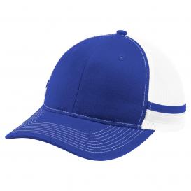 Port Authority C113 Two-Stripe Snapback Trucker Cap - Patriot Blue/Patriot Blue/White