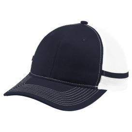 Port Authority C113 Two-Stripe Snapback Trucker Cap - Rich Navy/Rich Navy/White