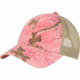 Port Authority C929 Unstructured Camouflage Mesh Back Cap - Realtree Xtra Pink/Tan