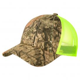 Port Authority C930 Structured Camouflage Mesh Back Cap - Mossy Oak Break-Up Country/Neon Yellow