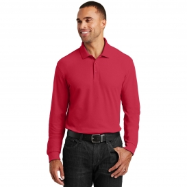 Port Authority K100LS Long Sleeve Core Classic Pique Polo - Rich Red