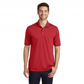Port Authority K111 Dry Zone UV Micro-Mesh Tipped Polo - Rich Red/Deep Black