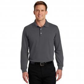 Port Authority K455LS Rapid Dry Long Sleeve Polo - Charcoal | Full Source
