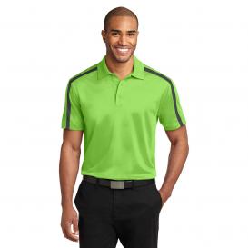 Port Authority K547 Silk Touch Performance Colorblock Stripe Polo - Lime/Steel Grey
