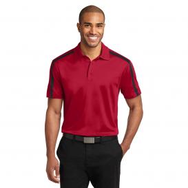 Port Authority K547 Silk Touch Performance Colorblock Stripe Polo - Red/Black