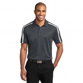 Port Authority K547 Silk Touch Performance Colorblock Stripe Polo - Steel Grey/White