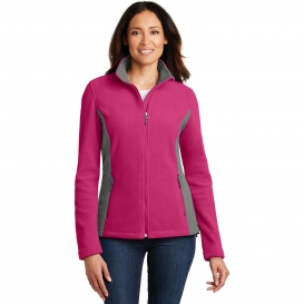 Port Authority L216 Ladies Colorblock Value Fleece Jacket - Pink Azalea/Deep Smoke