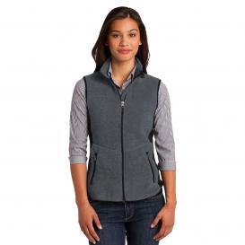 Port Authority L228 Ladies R-Tek Pro Fleece Full-Zip Vest - Charcoal Heather/Black