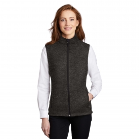Port Authority L236 Ladies Sweater Fleece Vest - Black Heather