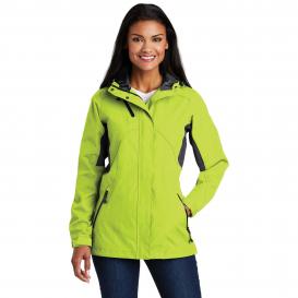 Port Authority L322 Ladies Cascade Waterproof Jacket - Charge Green/Magnet Grey
