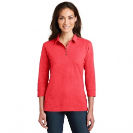 Port Authority L578 Ladies 3/4-Sleeve Meridian Cotton Blend Polo - Hibiscus Pink