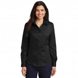 Port Authority L638 Ladies Long Sleeve Non-Iron Twill Shirt - Black