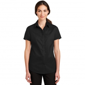 Port Authority L664 Ladies Short Sleeve SuperPro Twill Shirt - Black