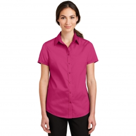 Port Authority L664 Ladies Short Sleeve SuperPro Twill Shirt - Pink Azalea