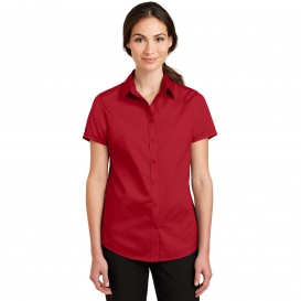 Port Authority L664 Ladies Short Sleeve SuperPro Twill Shirt - Rich Red