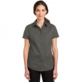Port Authority L664 Ladies Short Sleeve SuperPro Twill Shirt - Sterling Grey