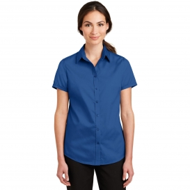 Port Authority L664 Ladies Short Sleeve SuperPro Twill Shirt - True Blue