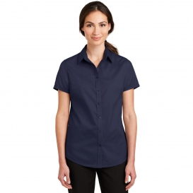 Port Authority L664 Ladies Short Sleeve SuperPro Twill Shirt - True Navy