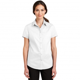 Port Authority L664 Ladies Short Sleeve SuperPro Twill Shirt - White