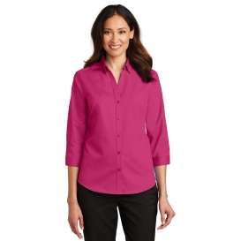 Port Authority L665 Ladies 3/4 Sleeve SuperPro Twill Shirt - Pink Azalea