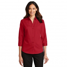 Port Authority L665 Ladies 3/4 Sleeve SuperPro Twill Shirt - Rich Red