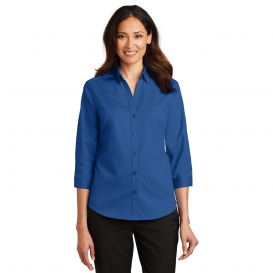 Port Authority L665 Ladies 3/4 Sleeve SuperPro Twill Shirt - True Blue