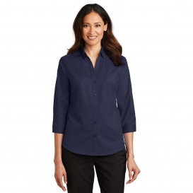 Port Authority L665 Ladies 3/4 Sleeve SuperPro Twill Shirt - True Navy