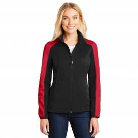 Port Authority L718 Ladies Active Colorblock Soft Shell Jacket - Deep Black/Rich Red