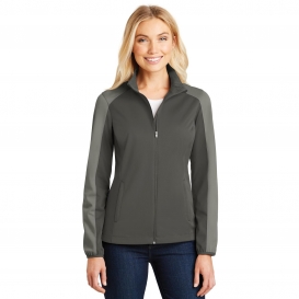 Port Authority L718 Ladies Active Colorblock Soft Shell Jacket - Grey Steel/Rogue Gray