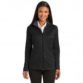 Port Authority L805 Ladies Vertical Texture Full-Zip Jacket - Black/Iron Grey