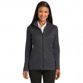Port Authority L805 Ladies Vertical Texture Full-Zip Jacket - Iron Grey/Black