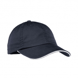 Port Authority LC830 Ladies Sandwich Bill Cap with Striped Closure - Classic Navy/White