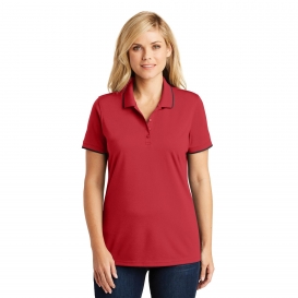 Port Authority LK111 Ladies Dry Zone UV Micro-Mesh Tipped Polo - Rich Red/Deep Black