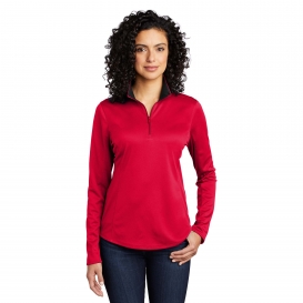Port Authority LK584 Ladies Silk Touch Performance 1/4-Zip Pullover - Red/Black