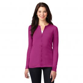 Port Authority LM1008 Ladies Concept Stretch Button-Front Cardigan - Magenta