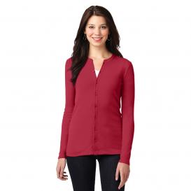 Port Authority LM1008 Ladies Concept Stretch Button-Front Cardigan - Rich Red
