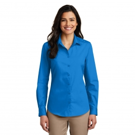 Port Authority LW100 Ladies Long Sleeve Carefree Poplin Shirt - Coastal Blue