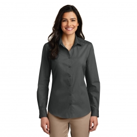 Port Authority LW100 Ladies Long Sleeve Carefree Poplin Shirt - Graphite