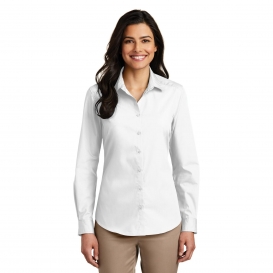 Port Authority LW100 Ladies Long Sleeve Carefree Poplin Shirt - White