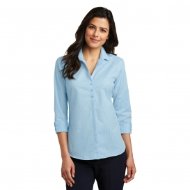 Port Authority LW643 Ladies 3/4-Sleeve Micro Tattersall Easy Care Shirt- Heritage/Blue Royal