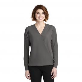 Port Authority LW702 Ladies Wrap Blouse - Sterling Grey
