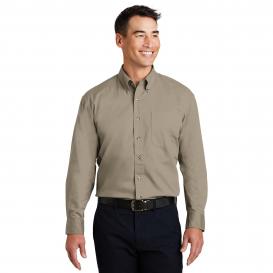 Port Authority S600T Long Sleeve Twill Shirt - Khaki