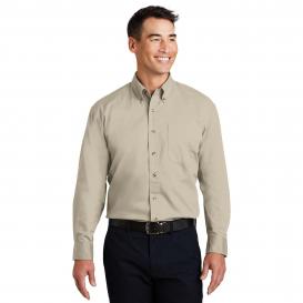 Port Authority S600T Long Sleeve Twill Shirt - Stone